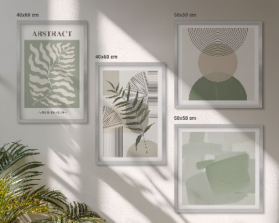 Set om 4 tavlor Botaniska boho-abstraktioner