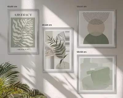Botaniska boho-abstraktioner set om 4 tavlor