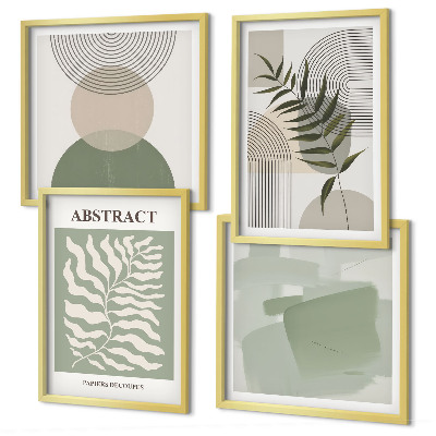 Set om 4 tavlor Botaniska boho-abstraktioner