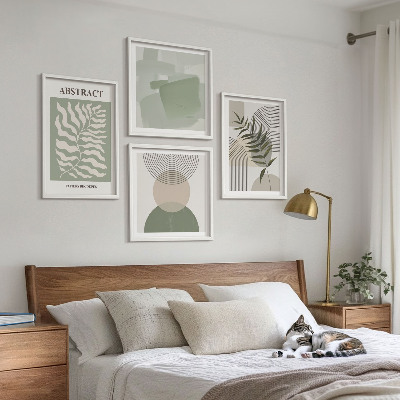 Set om 4 tavlor Botaniska boho-abstraktioner
