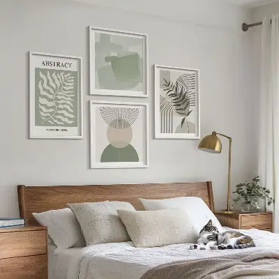 Botaniska boho-abstraktioner set om 4 tavlor