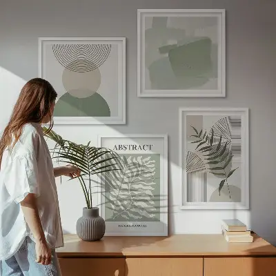 Botaniska boho-abstraktioner set om 4 tavlor