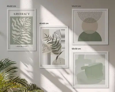 Botaniska boho-abstraktioner set om 4 tavlor