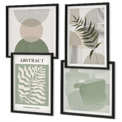 Set om 4 tavlor Botaniska boho-abstraktioner