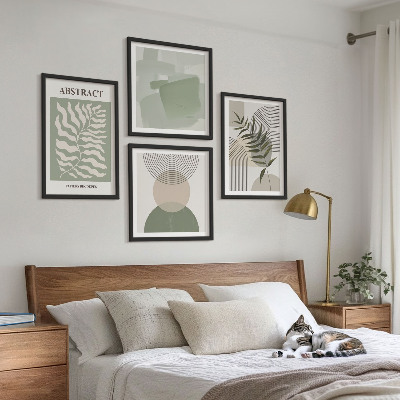 Set om 4 tavlor Botaniska boho-abstraktioner