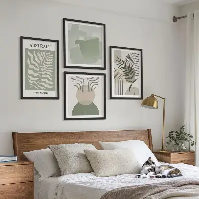 Botaniska boho-abstraktioner set om 4 tavlor