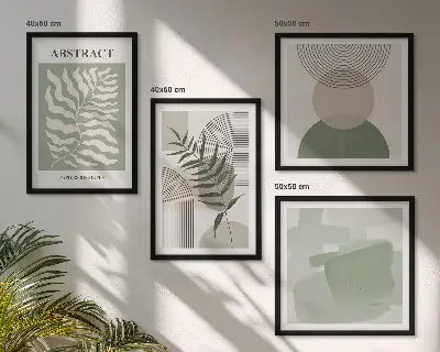 Botaniska boho-abstraktioner set om 4 tavlor