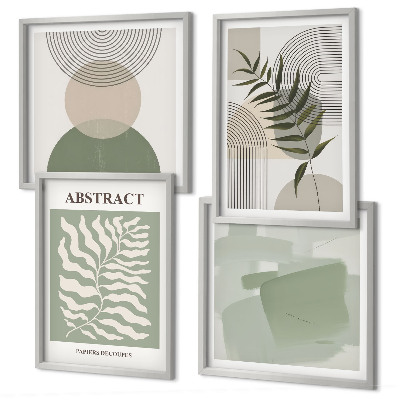 Set om 4 tavlor Botaniska boho-abstraktioner