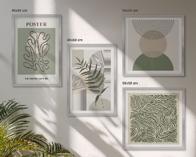 Tavelvägg med 4 tavlor Geometriska botaniska mönster
