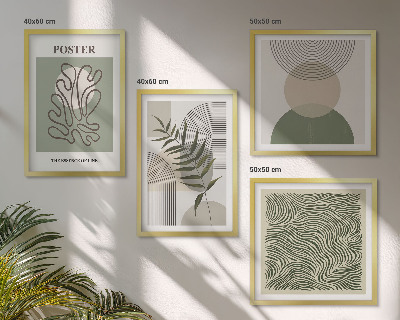 Tavelvägg med 4 tavlor Geometriska botaniska mönster
