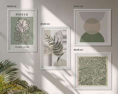 Tavelvägg med 4 tavlor Geometriska botaniska mönster