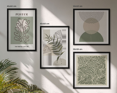 Tavelvägg med 4 tavlor Geometriska botaniska mönster