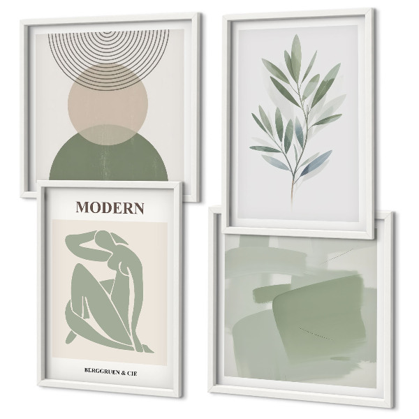Tavelvägg ovanför soffa Snygg abstrakt växtgrafik