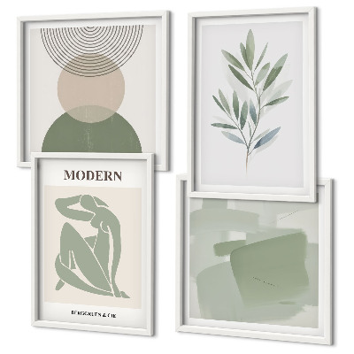 Tavelvägg ovanför soffa Snygg abstrakt växtgrafik