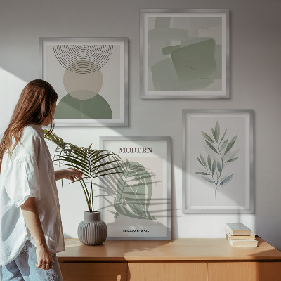 Tavelvägg ovanför soffa Snygg abstrakt växtgrafik