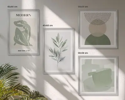 Abstrakt växtgrafik snyggt motiv för tavelvägg ovanför soffan