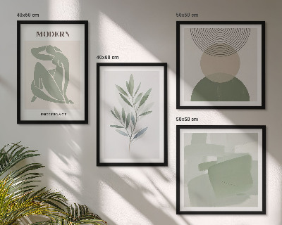 Tavelvägg ovanför soffa Snygg abstrakt växtgrafik