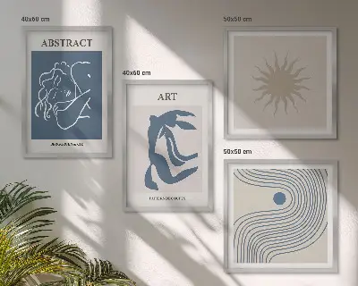 Tavelvägg med 4 tavlor med abstrakta mönster av Matisse