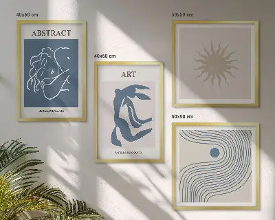 Tavelvägg med 4 tavlor med abstrakta mönster av Matisse