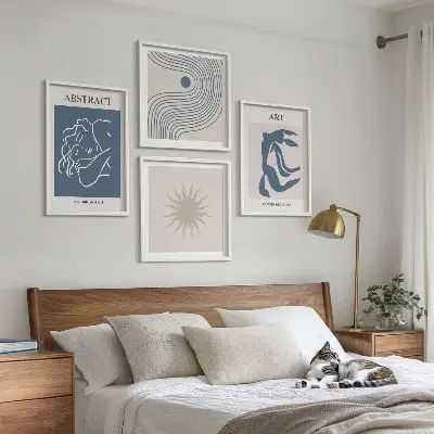 Tavelvägg med 4 tavlor med abstrakta mönster av Matisse