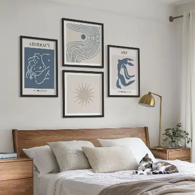 Tavelvägg med 4 tavlor med abstrakta mönster av Matisse