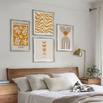 Tavelvägg ovanför soffa Geometriska växtmönster