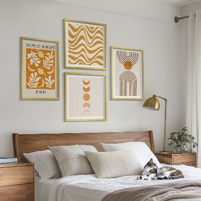Tavelvägg ovanför soffa Geometriska växtmönster