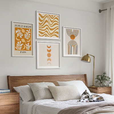Tavelvägg ovanför soffa Geometriska växtmönster