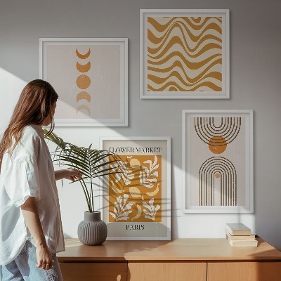 Tavelvägg ovanför soffa Geometriska växtmönster