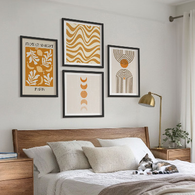 Tavelvägg ovanför soffa Geometriska växtmönster