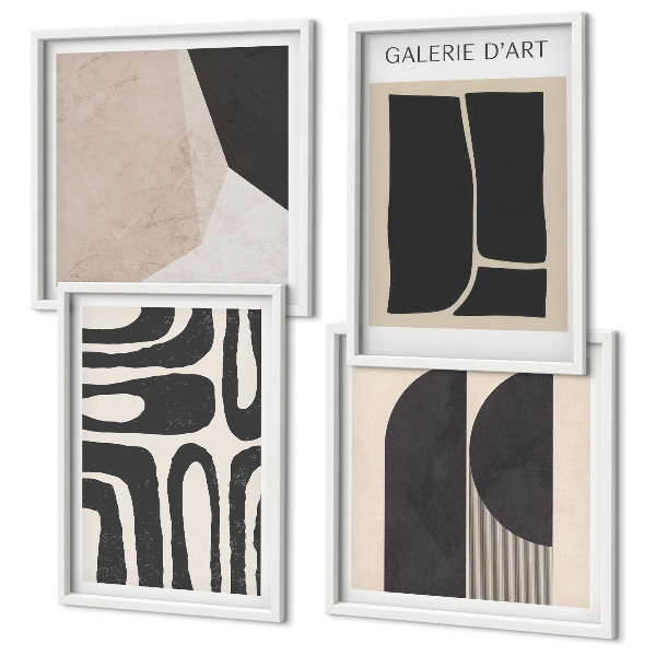 Tavelvägg med 4 tavlor Abstrakta minimalistiska posters
