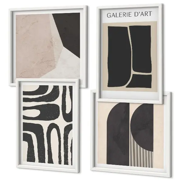 Abstrakta minimalistiska posters tavelvägg med 4 tavlor