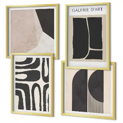 Abstrakta minimalistiska posters tavelvägg med 4 tavlor