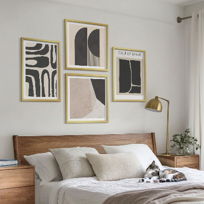Tavelvägg med 4 tavlor Abstrakta minimalistiska posters