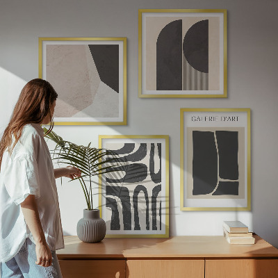 Tavelvägg med 4 tavlor Abstrakta minimalistiska posters