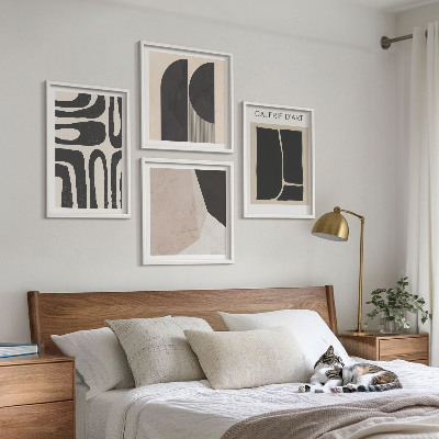 Tavelvägg med 4 tavlor Abstrakta minimalistiska posters