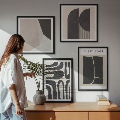 Tavelvägg med 4 tavlor Abstrakta minimalistiska posters