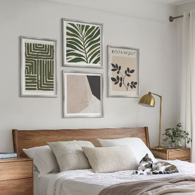 Tavelvägg ovanför soffa Botaniska boho-kompositioner