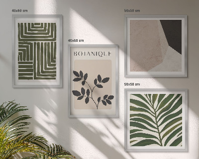 Tavelvägg ovanför soffa Botaniska boho-kompositioner
