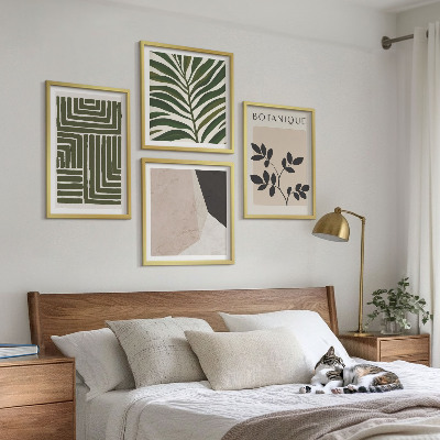 Tavelvägg ovanför soffa Botaniska boho-kompositioner