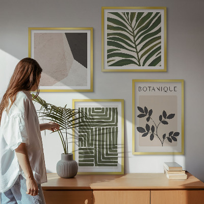 Tavelvägg ovanför soffa Botaniska boho-kompositioner