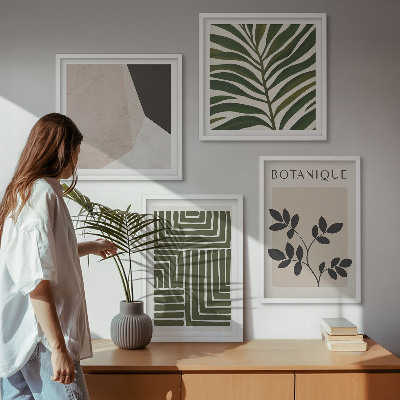 Tavelvägg ovanför soffa Botaniska boho-kompositioner