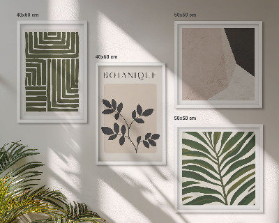 Tavelvägg ovanför soffa Botaniska boho-kompositioner