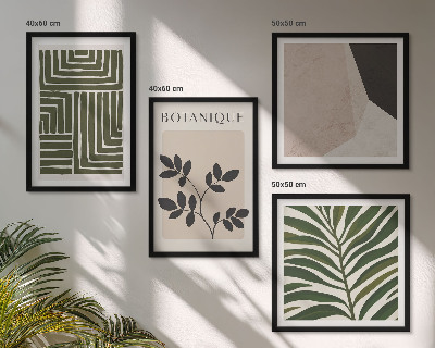 Tavelvägg ovanför soffa Botaniska boho-kompositioner