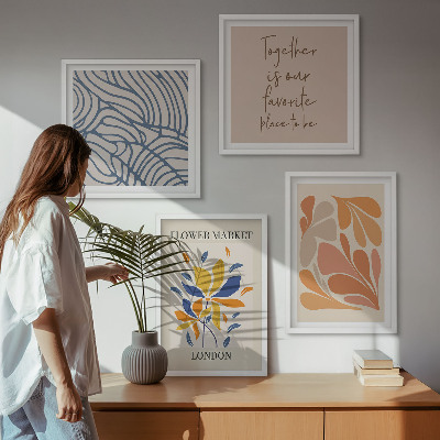 Tavelvägg med 4 tavlor Moderna abstrakta blommor