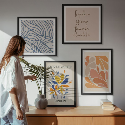 Tavelvägg med 4 tavlor Moderna abstrakta blommor