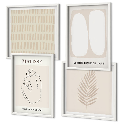 Set om 4 tavlor Linjer former beige vita