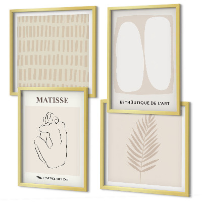 Set om 4 tavlor Linjer former beige vita