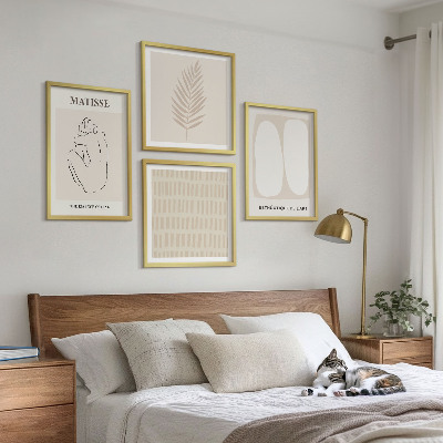 Set om 4 tavlor Linjer former beige vita