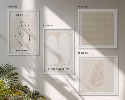 Set om 4 tavlor Linjer former beige vita